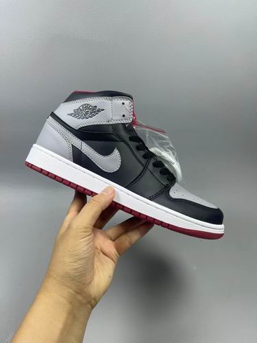 Air Jordan 1 Wine Grey Black Men's Women's Basketball Shoes-68